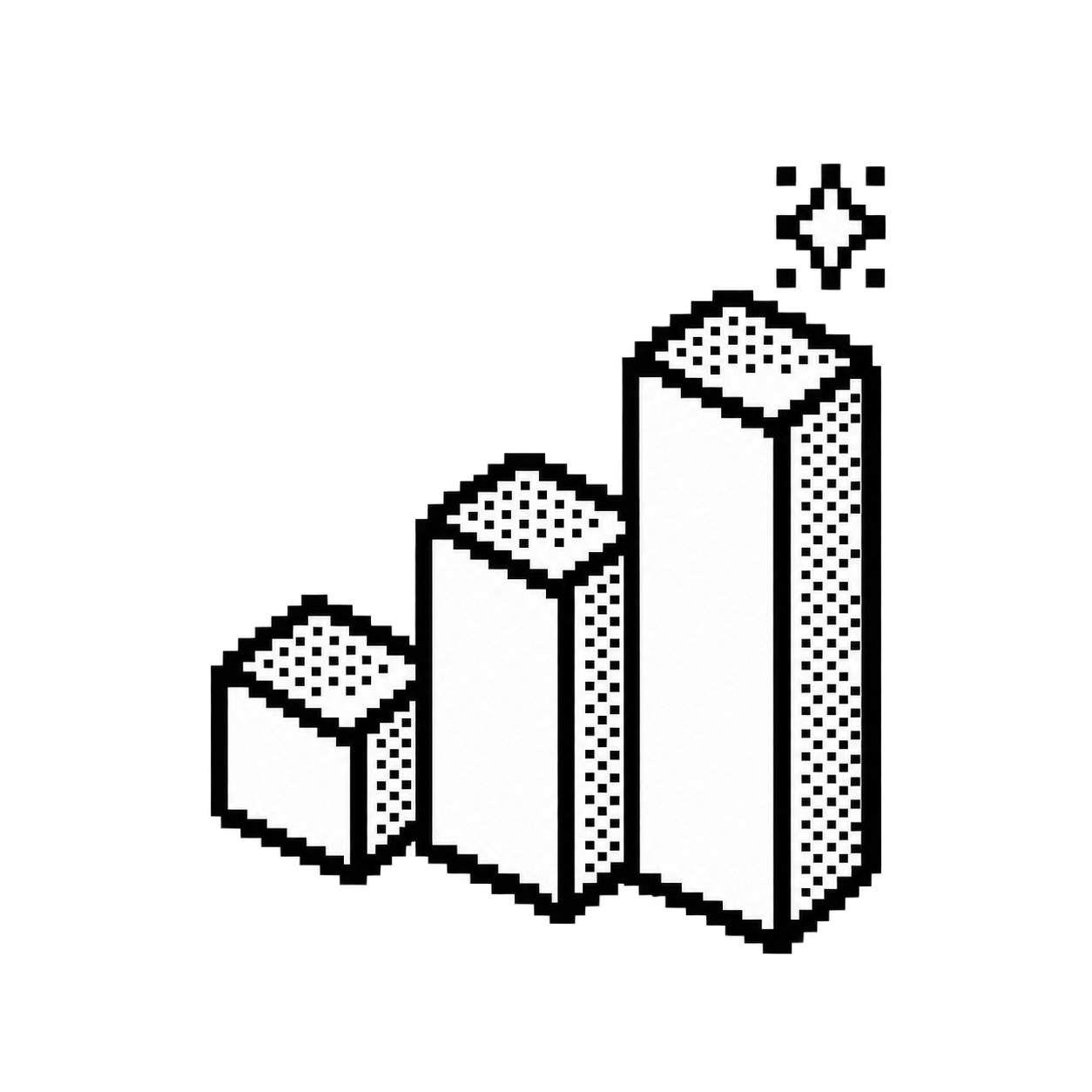Retro pixel illustration of three growing bars